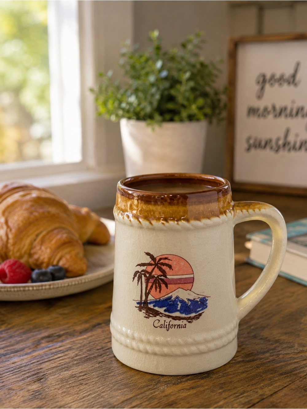 VINTAGE Retro California Glazed Large Mug Stein
